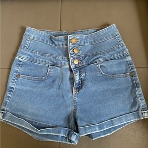 High waisted denim shorts